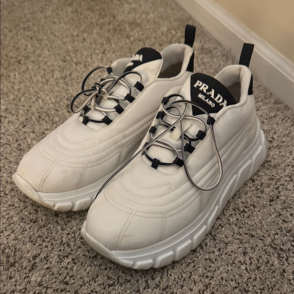 Prada Women's White and Black Athletic Shoes